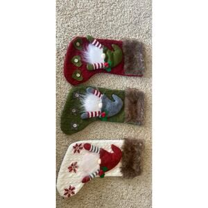 Gnome Christmas Stockings - Set of 3 | approx 16 inches length